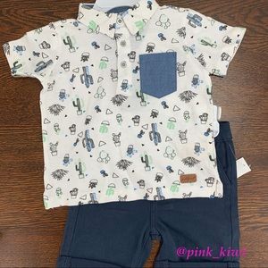 7 For All Mankind Cactus Shirt and Shorts Set